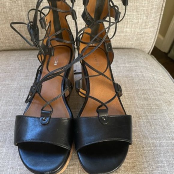 Coach "Barkley" lace up wedge sandal - Picture 3 of 7